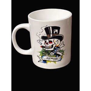 Ed Hardy Mug With Skull & New‎ York City Dead Man Gambler skeleton smoking